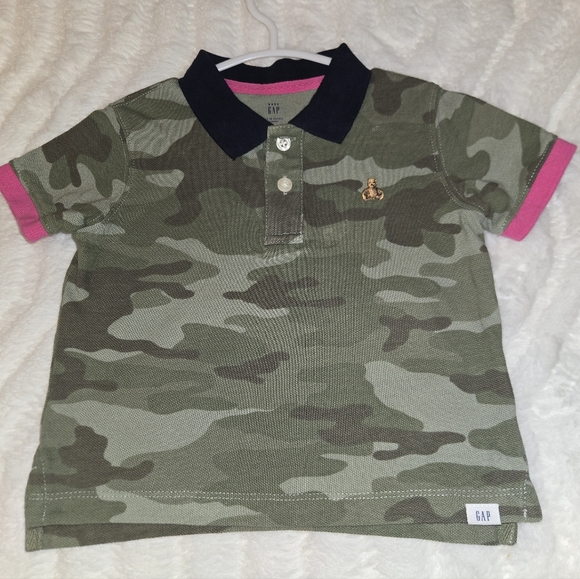 GAP Other - GAP Kids Polo Shirt - Green Camo with Pink Accents